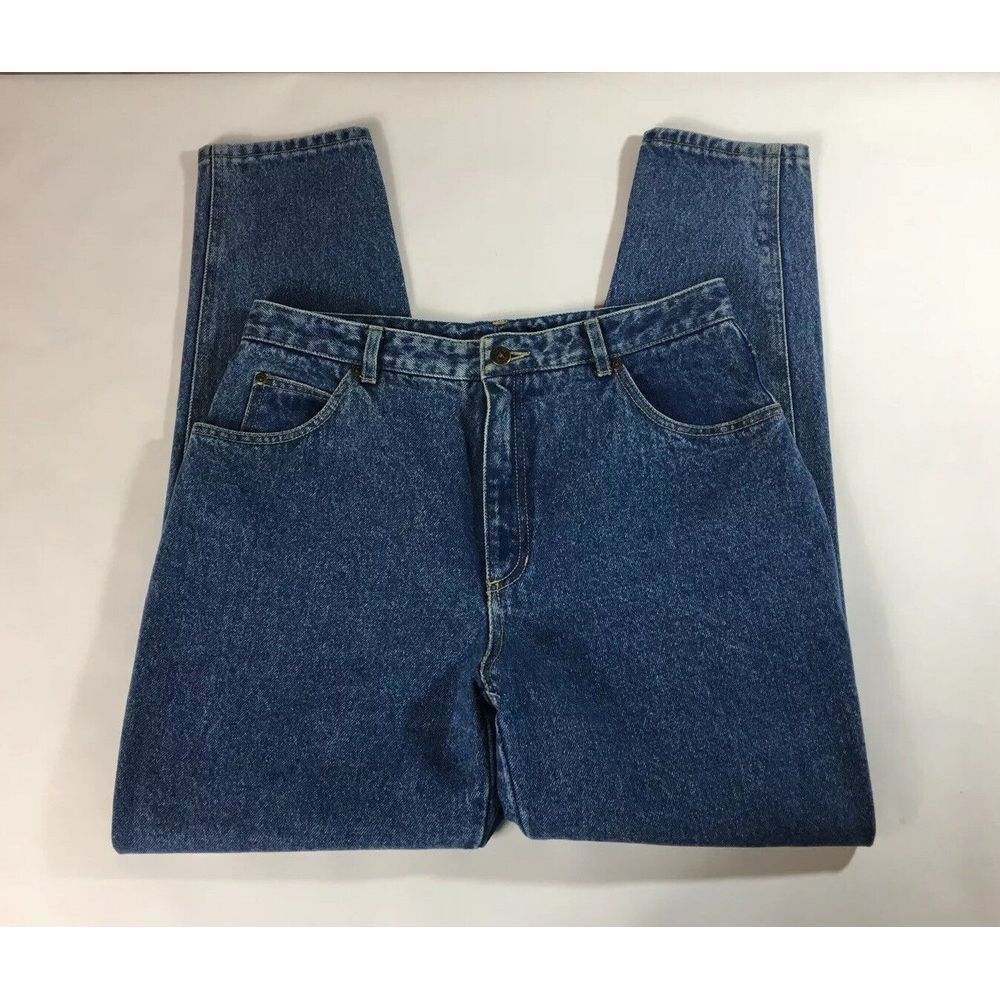 Liz Wear blue denim jeans Womens tapered legs medium wash Pants size 14 P